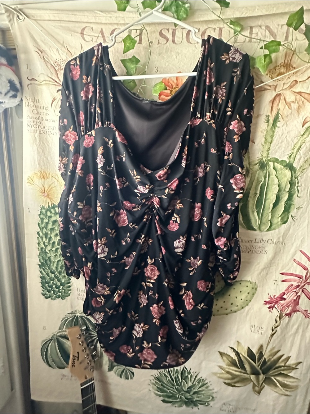 torrid Black Floral Draped Cowl Blouse